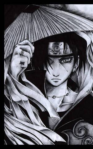 Itachi In Swart Ink Tekening — Xiaomi Pad Mini Muurpapier