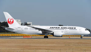 Japan Airlines Vliegtuig Aanloopbaan — Japan GIF Muurpapier