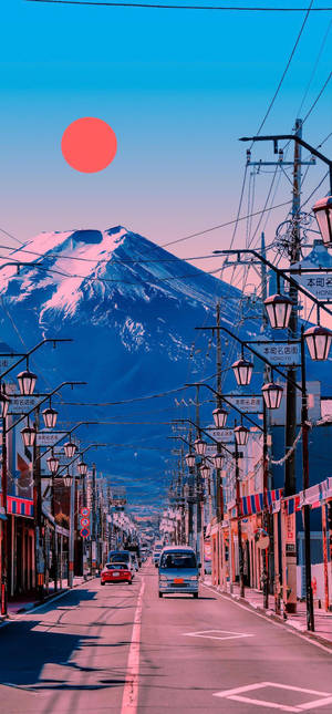 Japan Berg Fuji Vibes agtergrond — iPhone 16 Plus Muurpapier