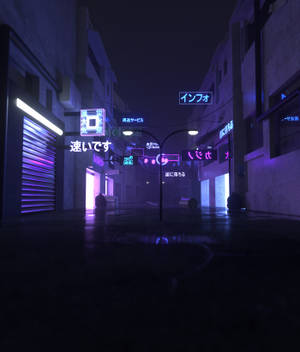 Japan Stegie Neonstad agtergrond — Galaxy Z Vou 6 Muurpapier