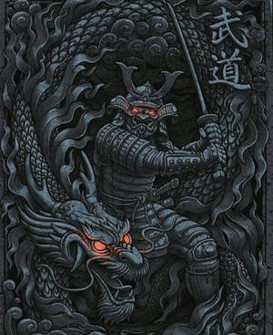 Japanese Samurai Gloeiende Oë — Japannese samoerai Muurpapier