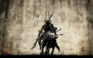 Japanese Samurai te perd — Japannese samoerai Muurpapier