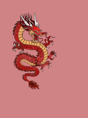 Japannese Draak Kuns Rooi Gehoringde Draak — Japanse draak Muurpapier