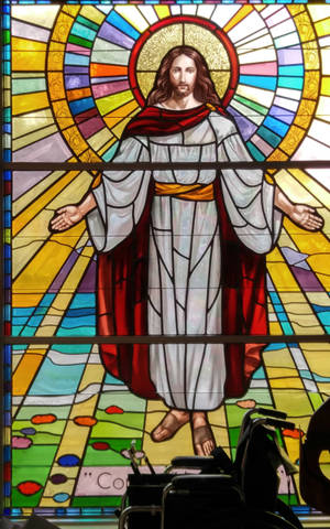 Jesus Gebrandskilderde Kuns op Katolieke Kerk — Xiaomi Pad Mini Muurpapier