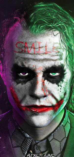 Joker Foon Gesig Nabyfoto — iPhone 17 Pro Muurpapier