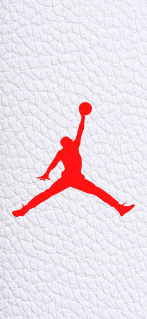 Jordan-logo wit leerdoek agtergrond — iPhone 18 Pro Muurpapier