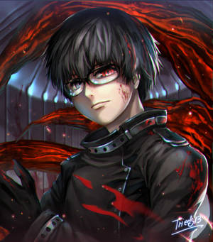 Kaneki Ken in swart hare en baadjie muurpapier — Vivo X Fold5 Muurpapier