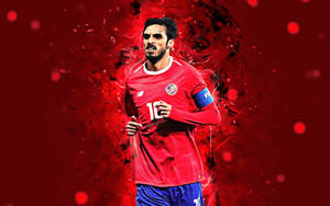 Kaptein van die Costa Rica Nasionale Sokkerspan Bryan Ruiz — Rooi estetiese GIF Muurpapier