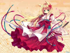 Kawaii Anime Meisie Met Katore En Kimono