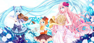 Kawaii Anime Vocaloids Met Instrumente
