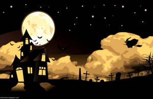 Kawaii Halloween Huis — Kawaii halloween Muurpapier