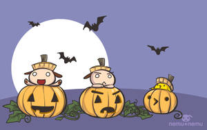 Kawaii Halloween Diere in Pampoene — Kawaii halloween Muurpapier