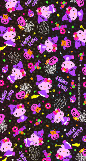 Kawaii Halloween-heks Hello Kitty — Kawaii halloween Muurpapier