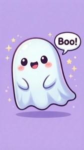 Oulike kawaii-spook wat boo op 'n vriendelike manier sê. — iPhone Se Muurpapier