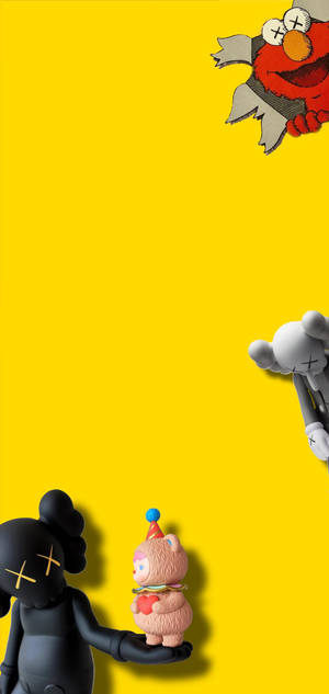 KAWS En Elmo Rand agtergrond — iPhone 18 Pro Max Muurpapier