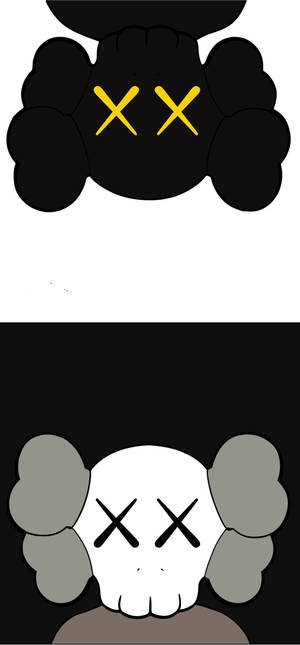 KAWS Swart en Grys Metgeselle-agtergrond — iPhone 17 Pro Max Muurpapier