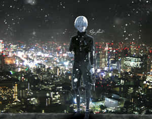 Ken Kaneki op Stad Tokyo Ghoul Anime — Japannese samoerai Muurpapier