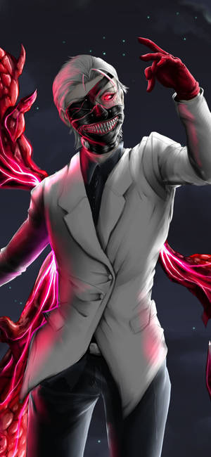Ken Wit Tux Tokyo Ghoul iPhone — iPhone 17e Muurpapier