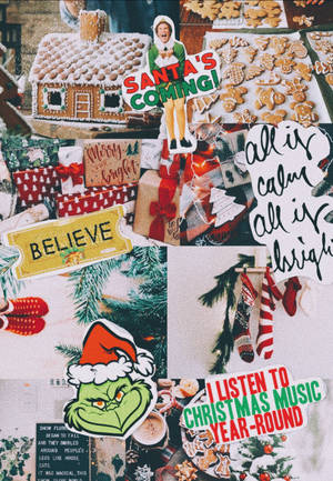 Kersfees Collage Plakkers muurpapier — Kersfees collage Muurpapier