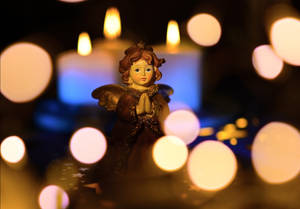 Kersfees engel bokeh ontwerp muurpapier — Estetiese Kersfees Muurpapier