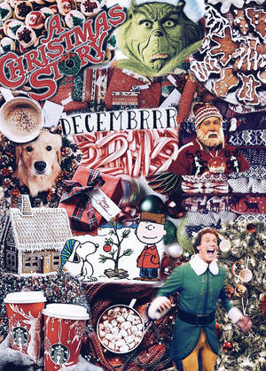 Kersverhaal Collage muurpapier — Kersfees collage Muurpapier
