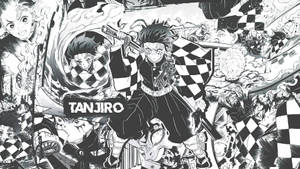 Kimetsu No Yaiba Manga-paneel-agtergrond — Manga-paneel Muurpapier