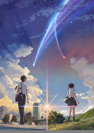 Die passende paartjie, Taki en Mitsuha van Kimi no na wa-muurpapier. — OnePlus Pad Muurpapier