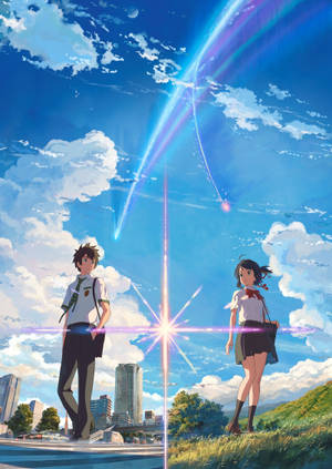 Kimi No Na Wa Taki en Mitsuha agtergrond — Oppo Pad 5 Mat-skerm Muurpapier