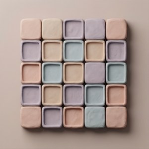 'n Sagte klei-rendersudoku-rooster in pastel stopverfskakerings. — Pixel Watch 3 Muurpapier