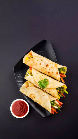 Kleurvolle Groente Burrito's muurpapier — 9:16 Muurpapier