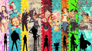 One Piece Strooihoed Seerowerbemanning Kleurvolle Kunswerk agtergrond.