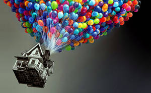 Up fliek kleurvolle ballonne agtergrond — Dag Muurpapier