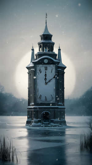 klok,Tower Bridge,Winter,Natuur,Sneeu,tyd,Esteties,Eenvoudig Esteties — Eenvoudige Estetika Muurpapier