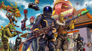 Koel Fortnite Tekenprent-agtergrond