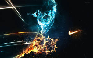 Koel Nike met rooi en blou vlamme
