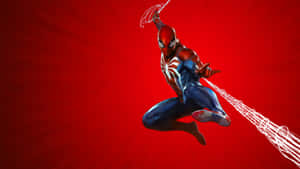 Koel PS4-speletjie-karakter Spider-Man met beroemde springposisie — Spiderman Muurpapier