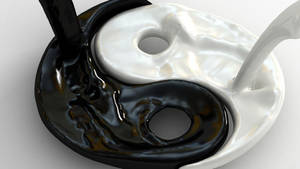 Koel Swart en Wit Yin Yang-agtergrond — Cool swart Muurpapier