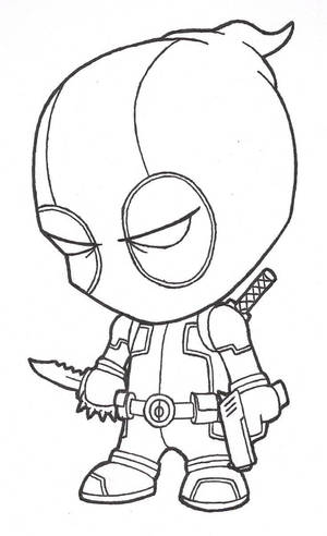 Koel Tekening Deadpool Chibi Agtergrond — Koel tekening Muurpapier