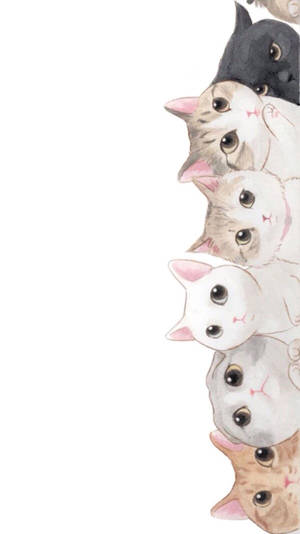 Koel Tekening Oulike Katte Agtergrond — Estetiese kat Muurpapier