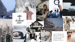 Koffie-tema Kersfees Collage muurpapier