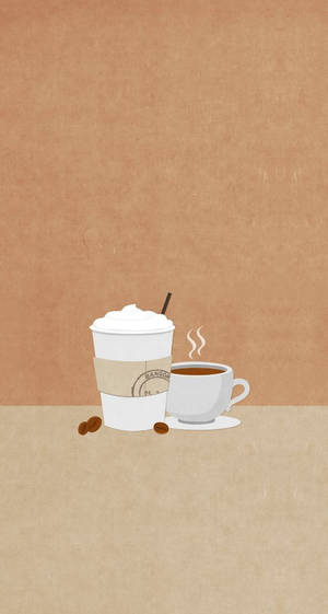 Koffiebeker en Koffie-estetika — Beige bruin estetiese GIF Muurpapier