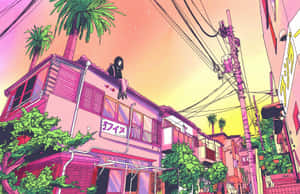 Purple Anime agtergrond — Persoonlike Anime Muurpapier
