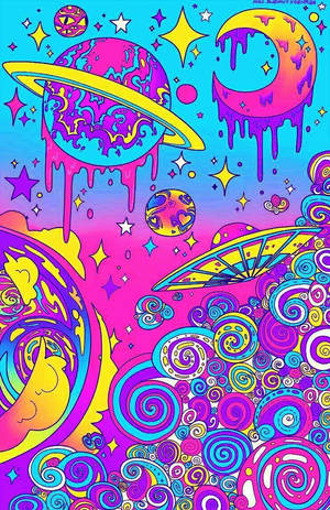 Kosmiese Trippy Estetika — Estetiese maan Muurpapier