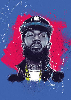 Kuns oor Nipsey Hussle agtergrond — Oppo Pad 6 Muurpapier