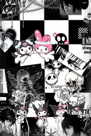 Kuromi en Donker Yagami Alt-estetika — Alternatiewe estetiek Muurpapier