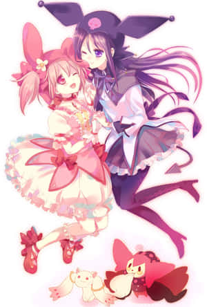 Kuromi en My Melody Beste Vriende vir Altyd — Huawei Pura X Muurpapier
