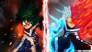 Kwaad Midoriya en Oulike Todoroki-agtergrond — Snoesige todoroki Muurpapier