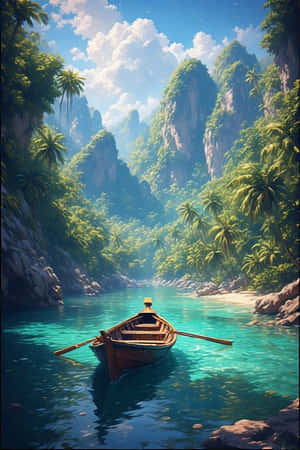 strand,langstertboot,kranse,oerwoud,tropies,palm,smarag water,paradys,reis,4K — Strand Muurpapier