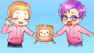 LankyBox Boxy Geanimeerde Adam en Justin — Oulik tekenprent Muurpapier
