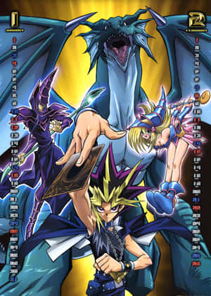 Legendariese Yugioh Donker Magiër in Aksie — iPhone Duo Muurpapier